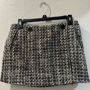 Chic Black and White Tweed Skirt